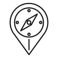 Compass pin exploration icon, outline style vector