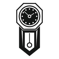 Antique pendulum clock icon, simple style vector