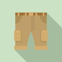 icono de pantalones cortos de caza de safari, estilo plano vector