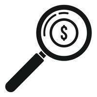 Magnifier money estimator icon, simple style vector