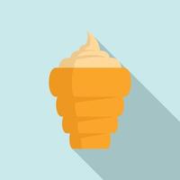 icono de cono de helado, estilo plano vector