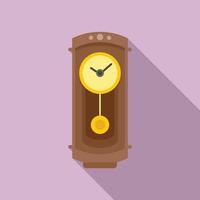 Classical pendulum clock icon, flat style vector