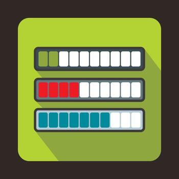 Progress loading bar icon, flat style vector