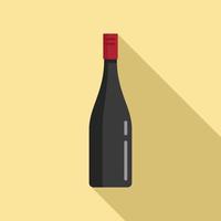 Old wine bottle icon, flat style vector