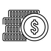 Coin stack icon, outline style vector