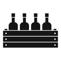 Wood box wine bottle icon, simple style vector