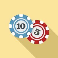 icono de fichas de casino, estilo plano vector