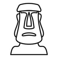 icono de cabeza de moai de viaje, estilo de esquema vector