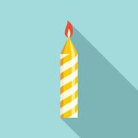 Burning birthday candle icon, flat style vector