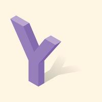 Y letter in isometric 3d style with shadow vector