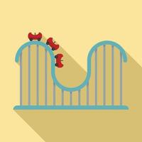 Roller coaster track icon, flat style vector