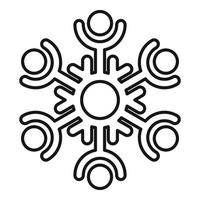 icono de copo de nieve decorativo, estilo de contorno vector