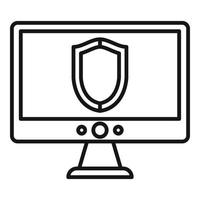 Computer security shield icon, outline style vector