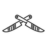 icono de cuchillos cruzados de cocina, estilo de esquema vector