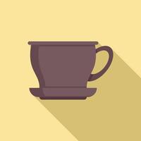 icono de taza de té de cerámica, estilo plano vector