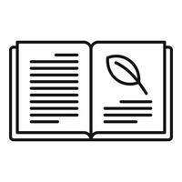 icono de libro abierto ecológico, estilo de contorno vector