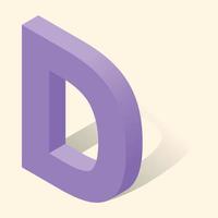 D letter in isometric 3d style with shadow vector