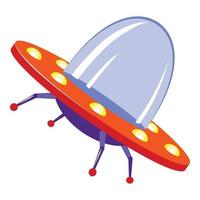 Invasion ufo icon, cartoon style vector