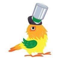 Parrot with can icon, cartoon style vector