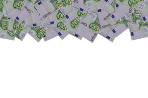 Front part of 100 euro banknote close-up with small green details photo