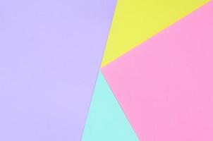 Texture background of fashion pastel colors. Pink, violet, yellow and blue geometric pattern papers. minimal abstract photo