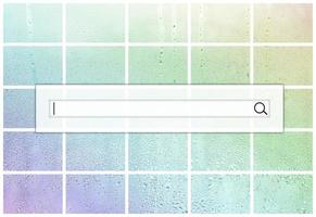 The search field is located on top of collage of many different fragments of glass, decorated with rain drops from the condensate. Rainbow colors photo
