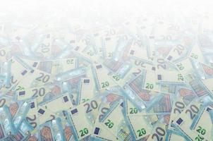 parte del patrón del primer plano del billete de 20 euros con pequeños detalles azules foto