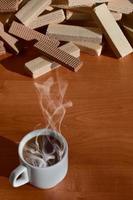 Coffee cup and waffels photo