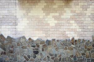 Rustic old beige white brick wall background photo