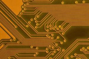 Close up of colored micro circuit board. Abstract technology background photo