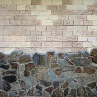 Rustic old beige white brick wall background photo