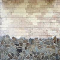 Rustic old beige white brick wall background photo