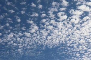 photo of an azure sky with cirrus clouds on a summer day