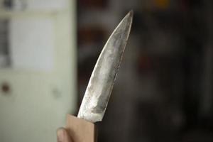 Knife blade. Homemade knife. Steel sheet. photo