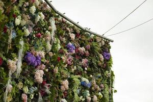 pared de rosas. textura de colores. decoración en el parque. pétalos secos. foto