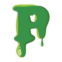 Letter P made of green slime vector