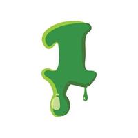 Numder 1 made of green slime vector