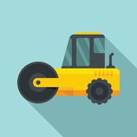 Heavy road roller icon, flat style vector