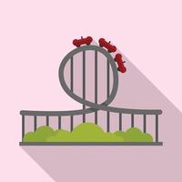 Roller coaster park icon, flat style vector