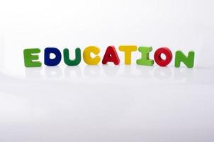 the word EDUCATION written with letter blocks photo