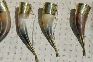 Traditional decorative colorful horn with  metal