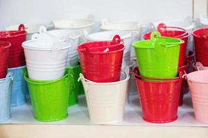 Little set of buckets of various colors