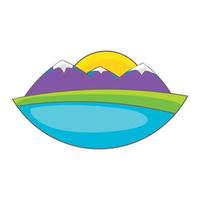 Mountain landscape icon, cartoon style vector