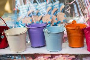 Little set of buckets of various colors