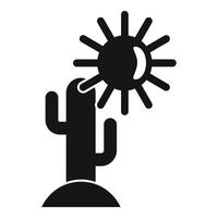 Desert sun cactus icon, simple style vector