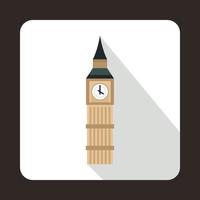 Big Ben in Westminster, London icon, flat style