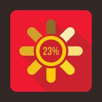 Circle loading, 23 percent icon, flat style vector