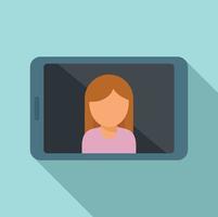 Tv presenter tablet icon, flat style vector