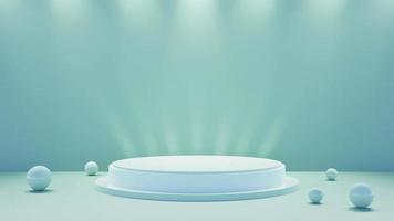 Mockup light green abstract podium stage for product presentation 3d background rendering photo