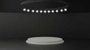 Mockup dark studio abstract podium for product presentation 3d background rendering with spotlights photo